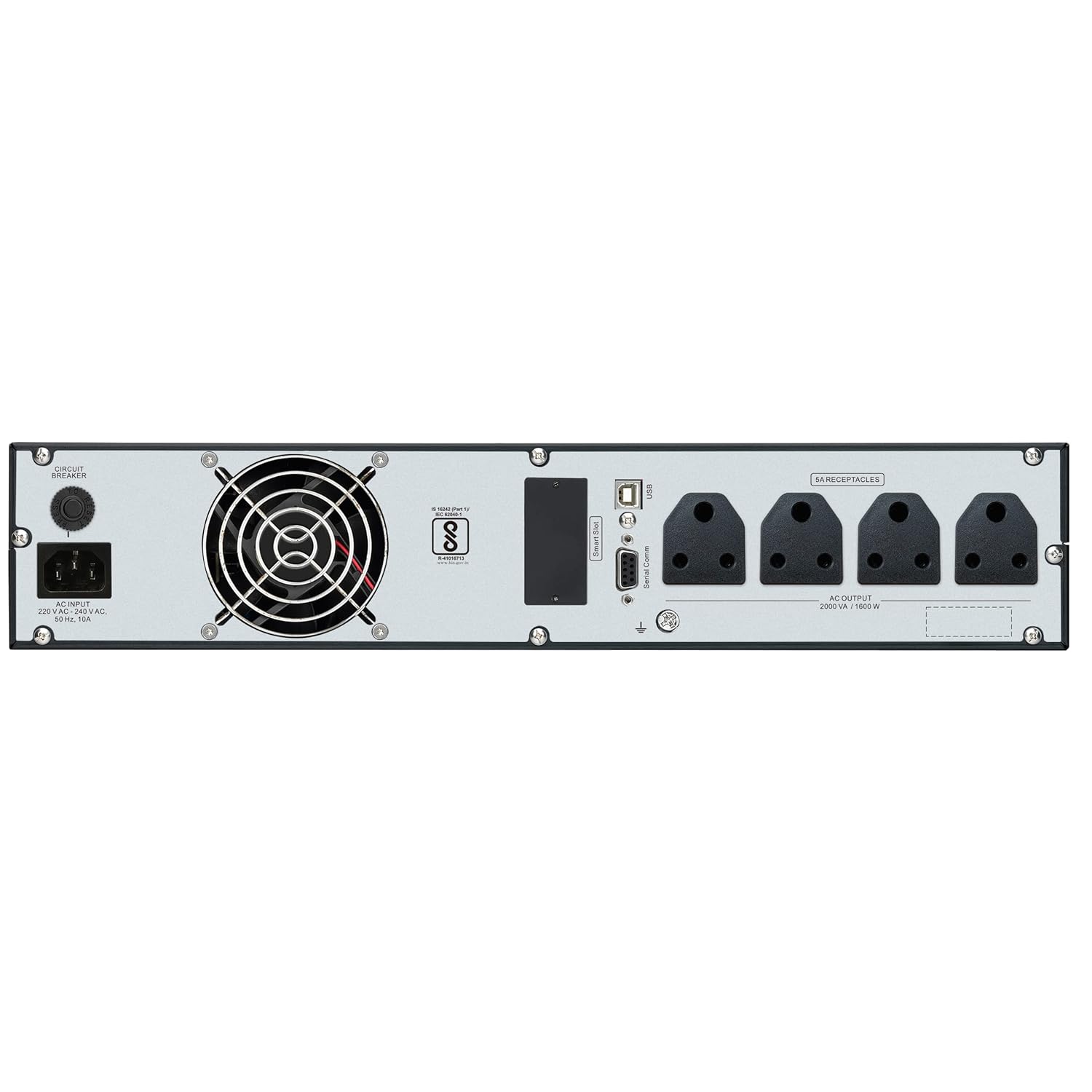 APC Easy UPS On-Line, 2000VA/1600W, Rackmount 2U, 230V, 4x India outlets, Intelligent Card Slot, LCD, W/O rail kit - Image 4